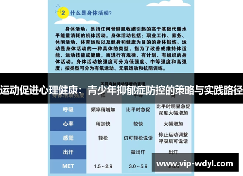 运动促进心理健康：青少年抑郁症防控的策略与实践路径